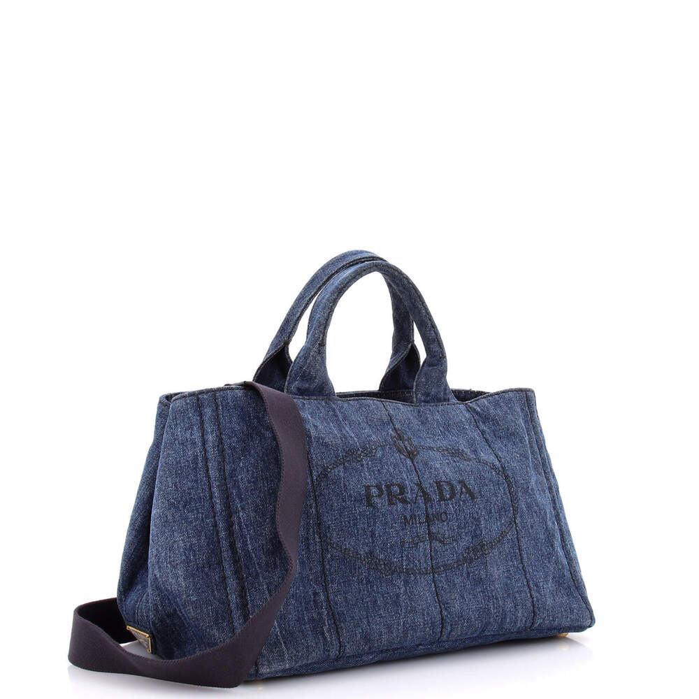 Prada Medium Canapa Convertible Tote Denim - Picture 2 of 6